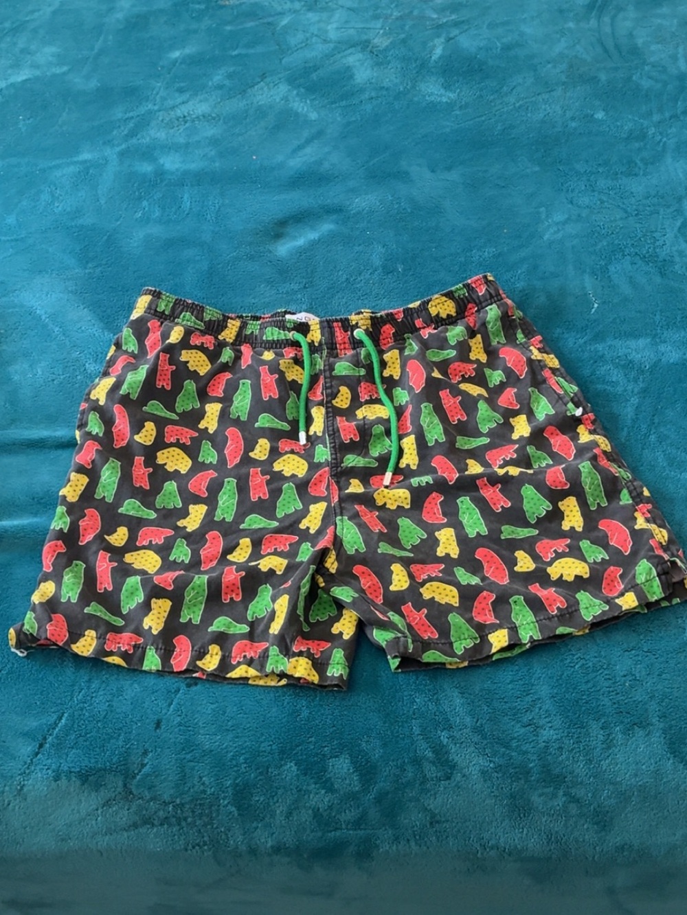 ingear swim trunks 36/38 Large Colorful Black Red Green Yellow Men’s gummy Bear